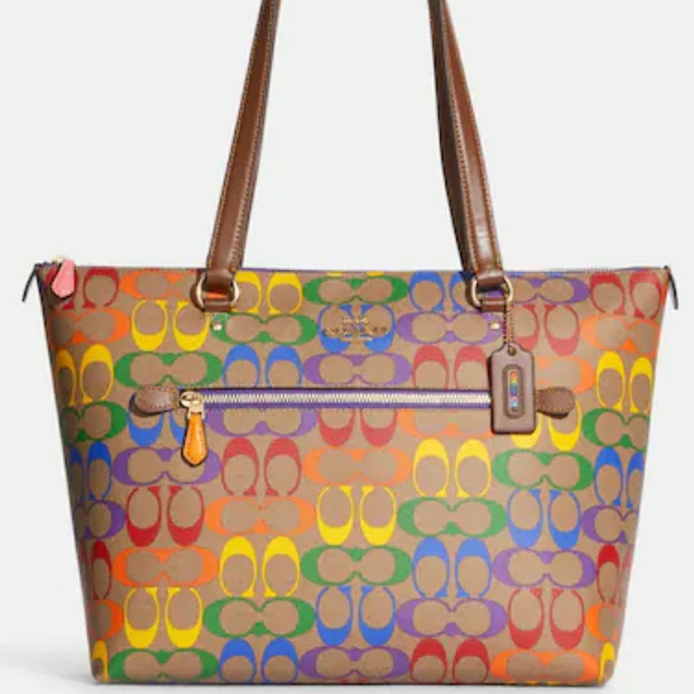 Coach Gallery Tote In Rainbow Pride Signature Canvas